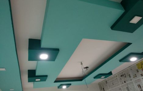 ColourDrive-Gyproc Elegant Ceiling Design Home Office False Ceiling Design & Painting for Dining Hall